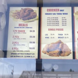 chicken wings and fried chicken, menu