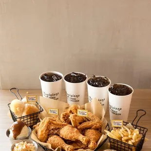 a variety of fried chicken
