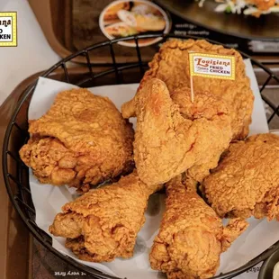 a basket of fried chicken