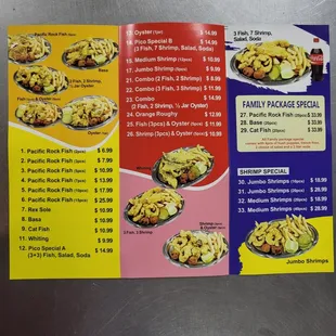 menu and prices