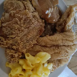 Chicken, Fish, Mac and Cheese
