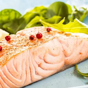  piece of salmon on a plate