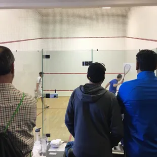 Squash courts on the back side of the property