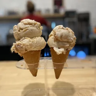 Bourbon butter cake in a pretzel cone