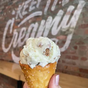 Key lime pie in a pretzel cone