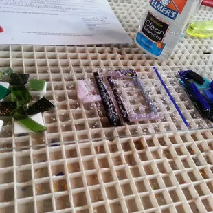 My tray, waiting to be fired and slumped.