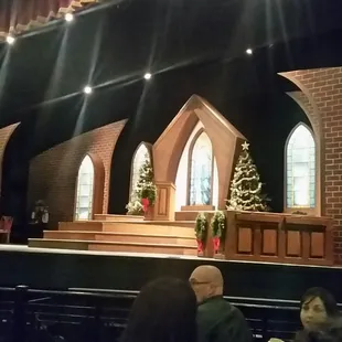 Stage decorated for Stage One's performance, Best Little Christmas Pageant