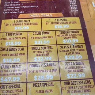 Menu specials (not accurate)