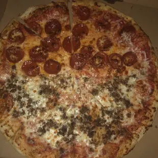 Half Pepperoni half beef