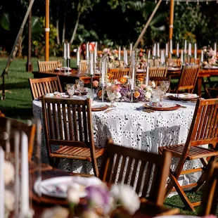 Reception seating under tent