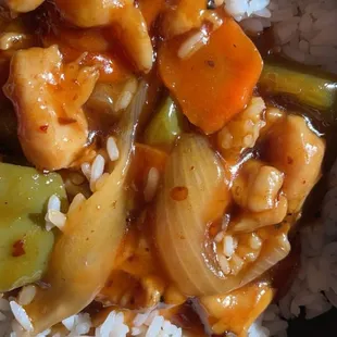 General Tao + White Rice + Un breaded