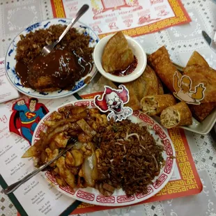 a variety of asian food