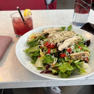 Grilled chicken salad and 5280 Lemonade