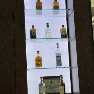 a display of liquor bottles