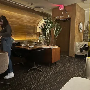 a woman sitting at a desk