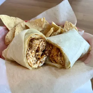 Chorizo burrito; perfect to share for breakfast