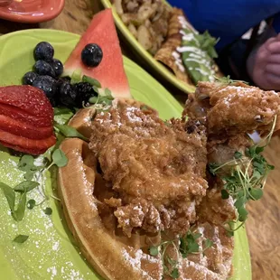 Chicken and Waffles w/ Gravy (BOMB) California Crepe.... (also BOMB... )