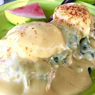 California Eggs Benedict w/roasted tomatoes.  Can feed two people (it's huge!). Hollandaise sauce is homemade and delish! #kokospproved