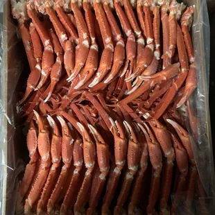 a tray of crab legs