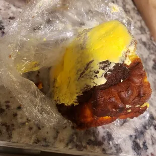 Unwrapped smashed lemon cake