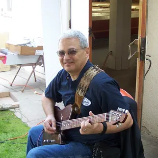 Lou playing for a Church Harvest Festival.