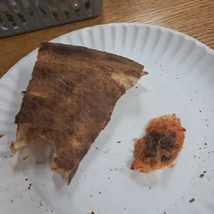 Dried burned pizza
