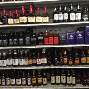 shelves of liquor