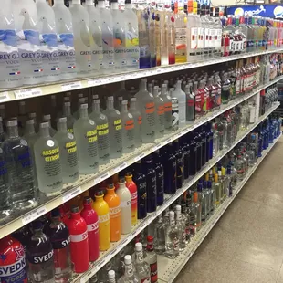 liquor bottles on shelves