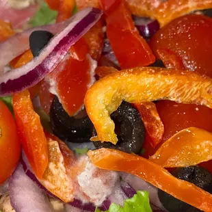 a close up of a salad