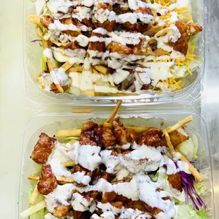 two plastic containers of food