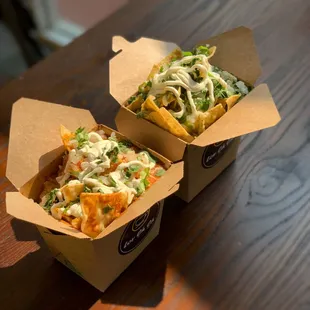 Authentic Chilaquiles  made with Homemade Salsas, Onion, Sour Cream, and Fresh Cilantro. Your choice of Salsa Verde or Rojo