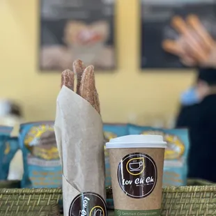 Churros &amp; Dulce de Leche + Hazelnut Latte