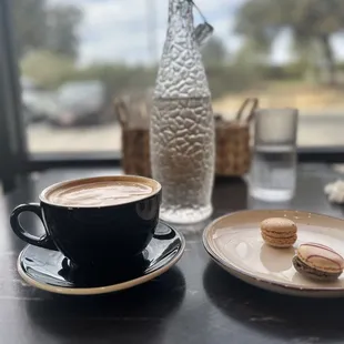 SF Vanilla latte, chocolate coconut and creme brulee macaron
