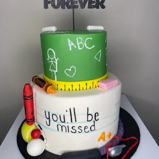 Teacher Retirement Cake Combined classroom teacher and PE teacher tools of the trade!