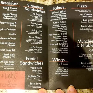 The menu