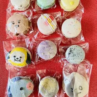 a variety of macarons