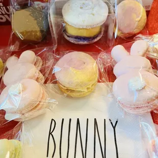 a bunch of macarons wrapped in plastic