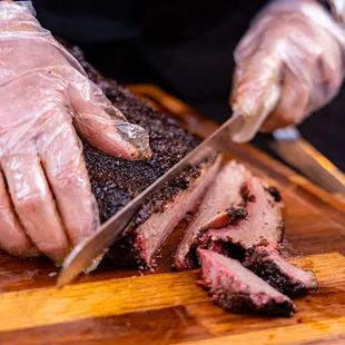 Freshly smoked beef brisket