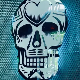 a skull on a blue background