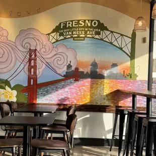 a mural of the golden gate bridge