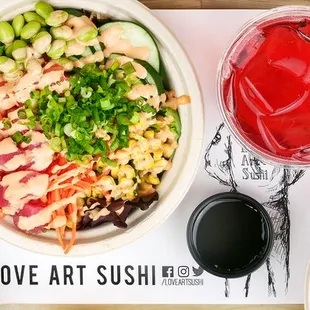 various bowls of food on a table