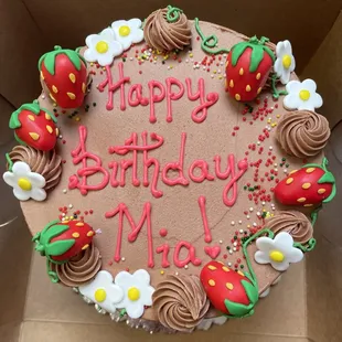 Strawberry birthday cake