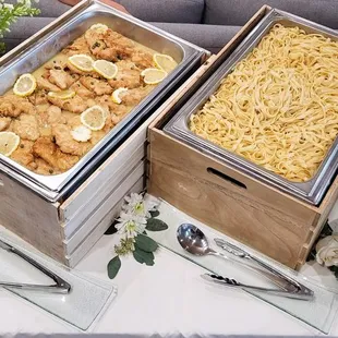 Chicken Picatta, Fettucine, &amp; Caesar Salad