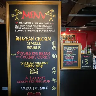 menu as of April 2022