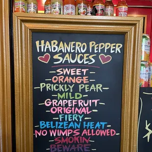 menu as of April 2022