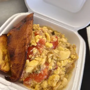 Ackee &amp; Salt fish with Plaintain