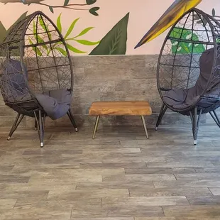 small seating area for party of two.