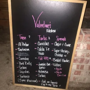 Valentine&apos;s menu!