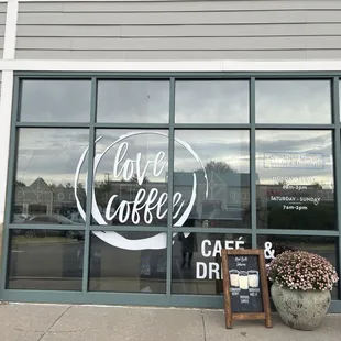 a man entering a cafe