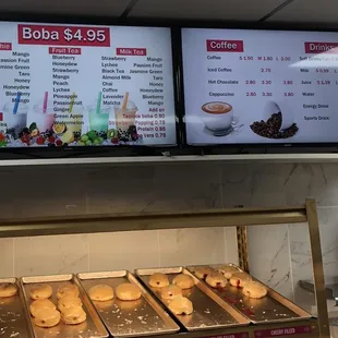 a menu for a donut shop